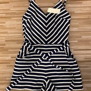 Stripped blue and white romper